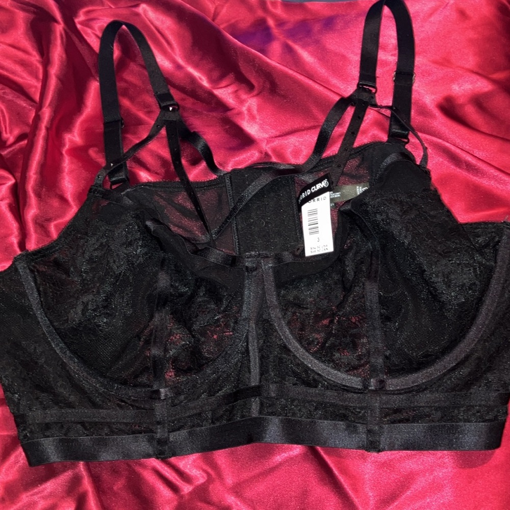 NWOT Torrid bra bralette rhinestone strappy 3x $55 Lingerie lace - Picture 2 of 6